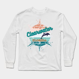 Clearwater Florida Exploding retro sunset Long Sleeve T-Shirt